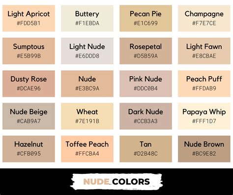 nude hex color|60 Shades of Nude Color with Names, Hex, RGB, & CMYK